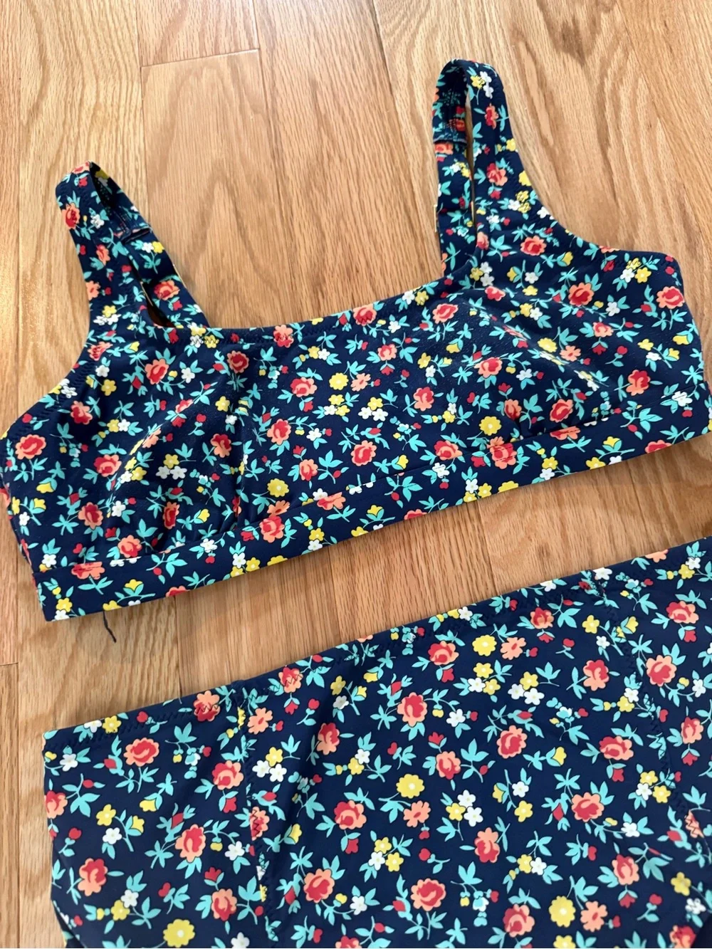 Lands' End Navy Ditsy Floral Two-Piece Swim Set - Picture 2 of 5